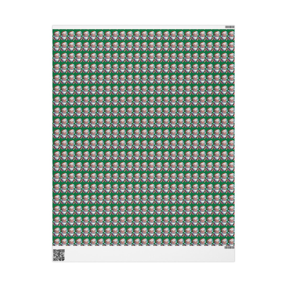 Santa Faces Green Christmas Wrapping Paper Roll
