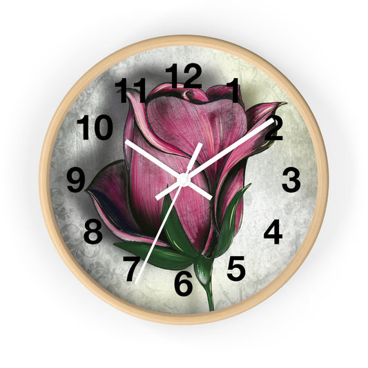 Elegant Floral Wall Clock | Romantic Home Decor | Vintage Style Rose Clock | Perfect Gift for Lovers | Mother's Day & Anniversary Decoration