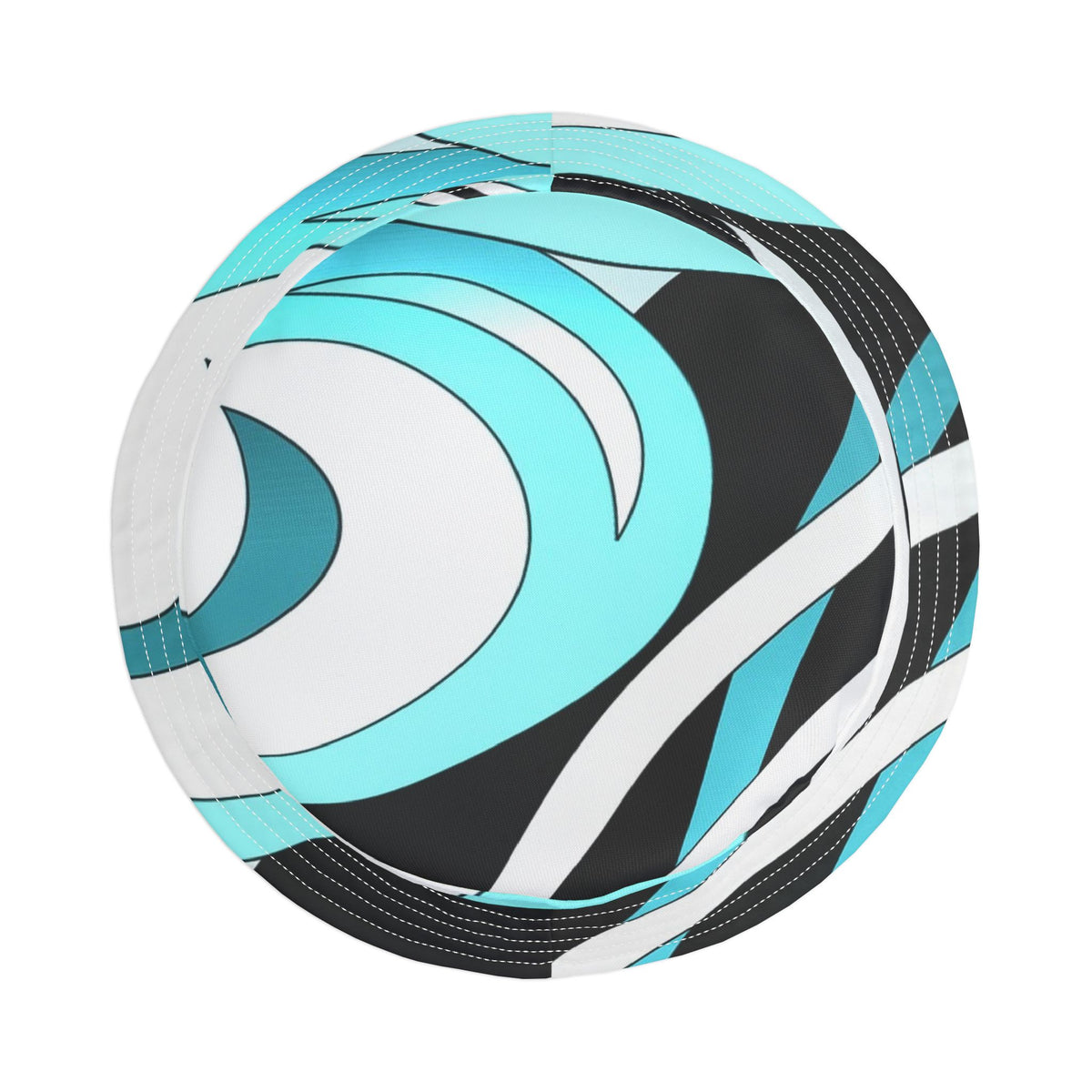 Turquoise Wave Bucket Hat — Retro Swirl Pattern Sun Hat