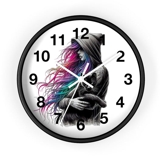 Bohemian Cat Lover Wall Clock - Unique Home Decor, Colorful Design, Perfect Gift for Cat Lovers, Ideal for Bedrooms, Stylish Timepiece