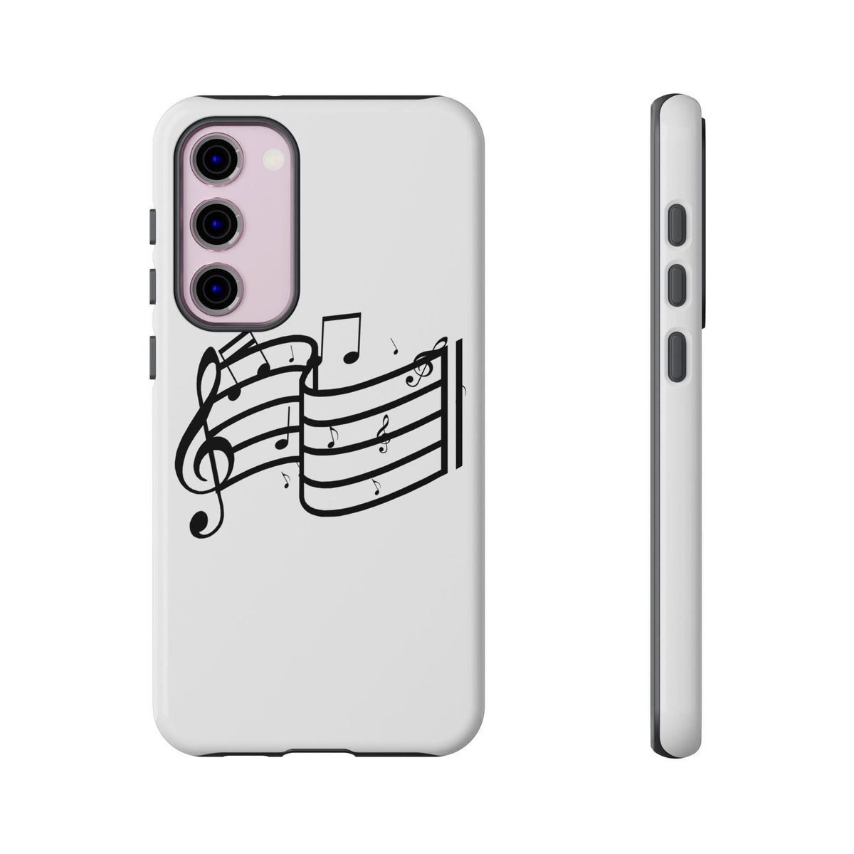 Musical Notes Phone Case — Black Treble Clef Music Staff Tough Case