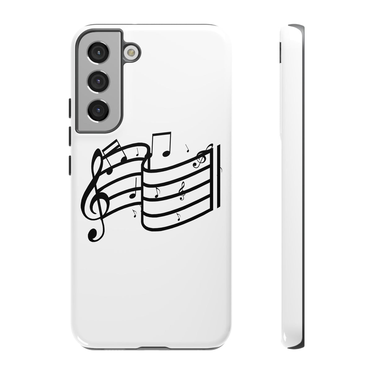 Musical Notes Phone Case — Black Treble Clef Music Staff Tough Case