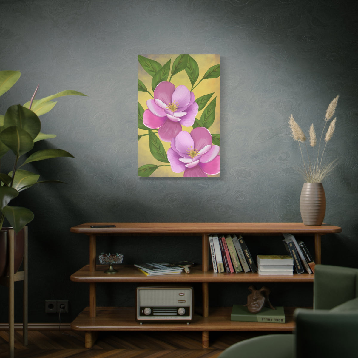 Matte Canvas, Stretched, 1.25" Tulips Pink and Purple Flowers