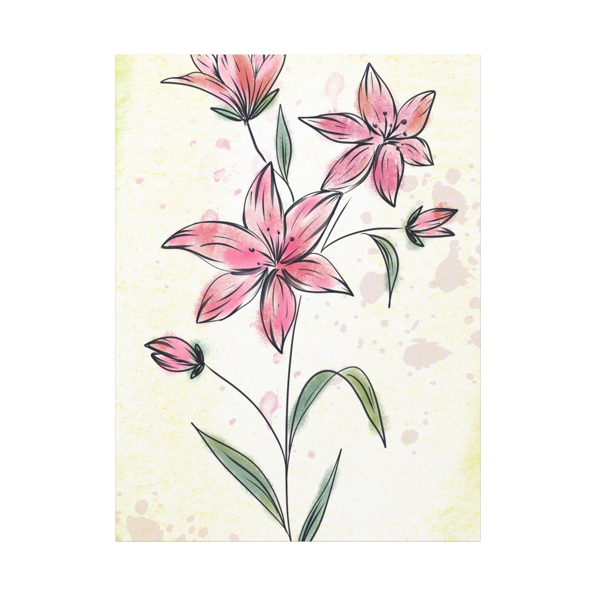 Matte Canvas, Stretched, 1.25" Tulips Pink Flowers