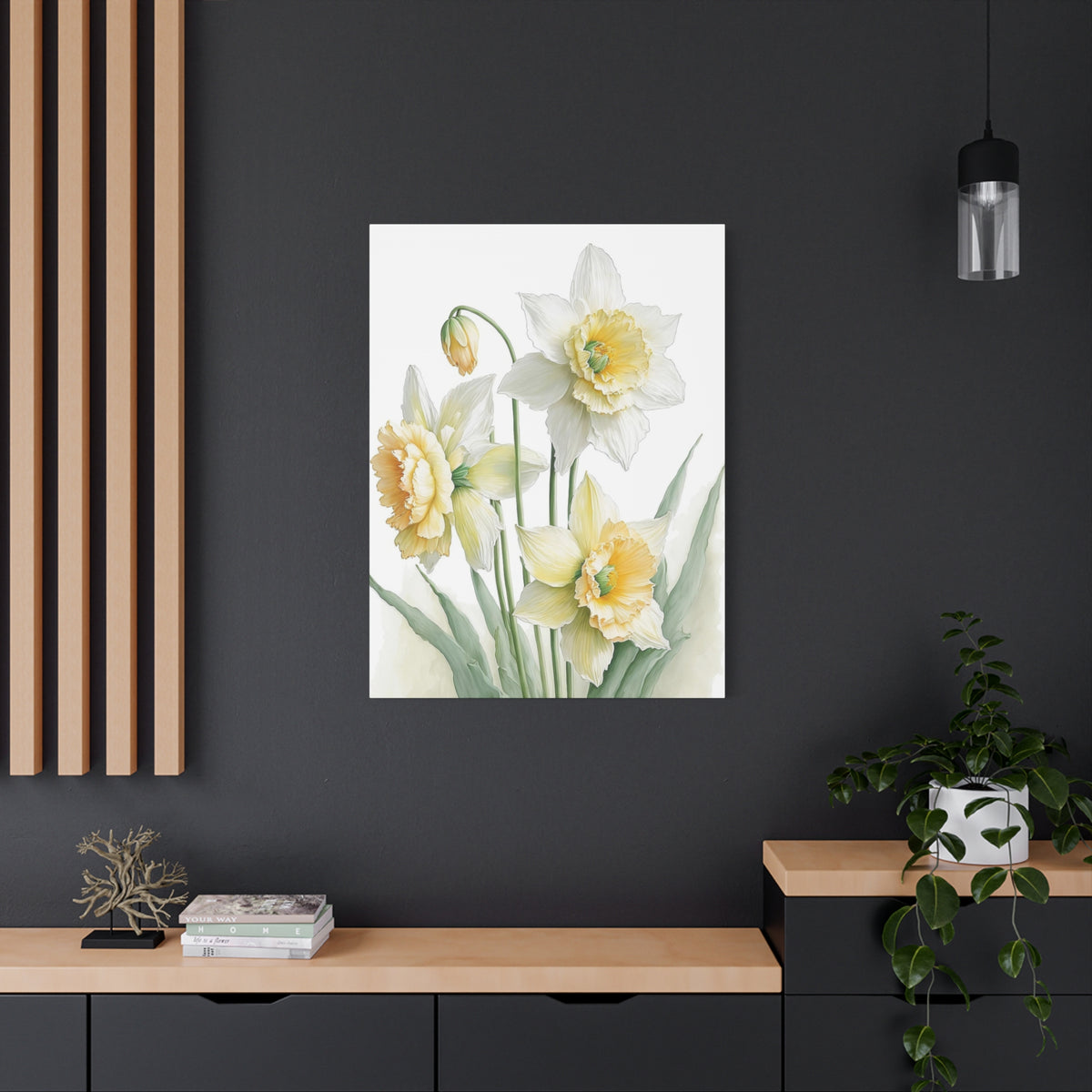Matte Canvas, Stretched, 1.25" beautiful flowers white and yellow.