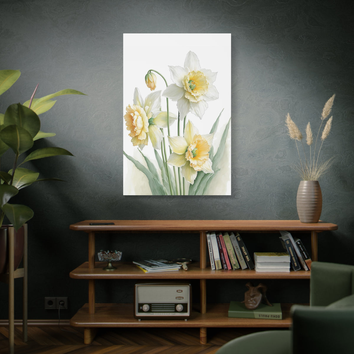 Matte Canvas, Stretched, 1.25" beautiful flowers white and yellow.