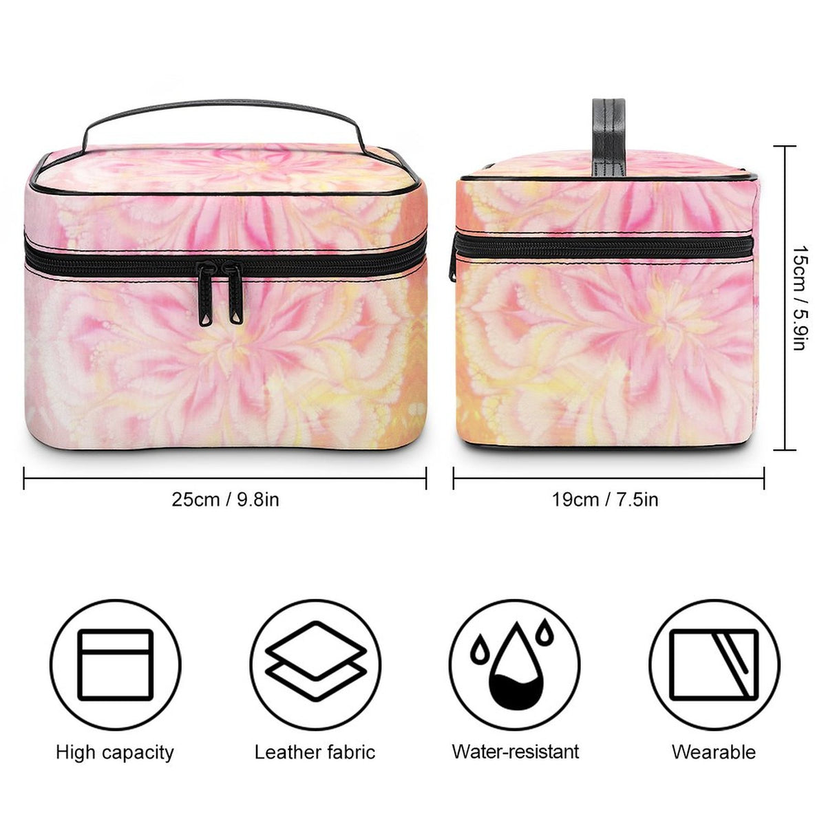 Make-up bag with Lychee pattern PU material