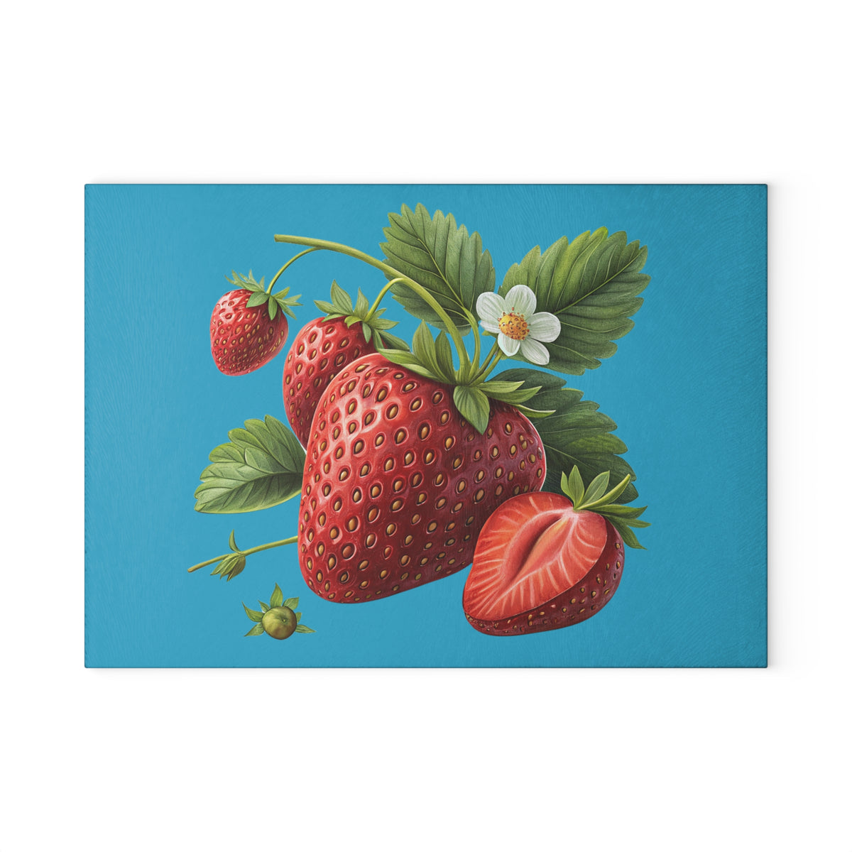 Vibrant Strawberry Glass Cutting Board, Kitchen Decor, Cooking Gift