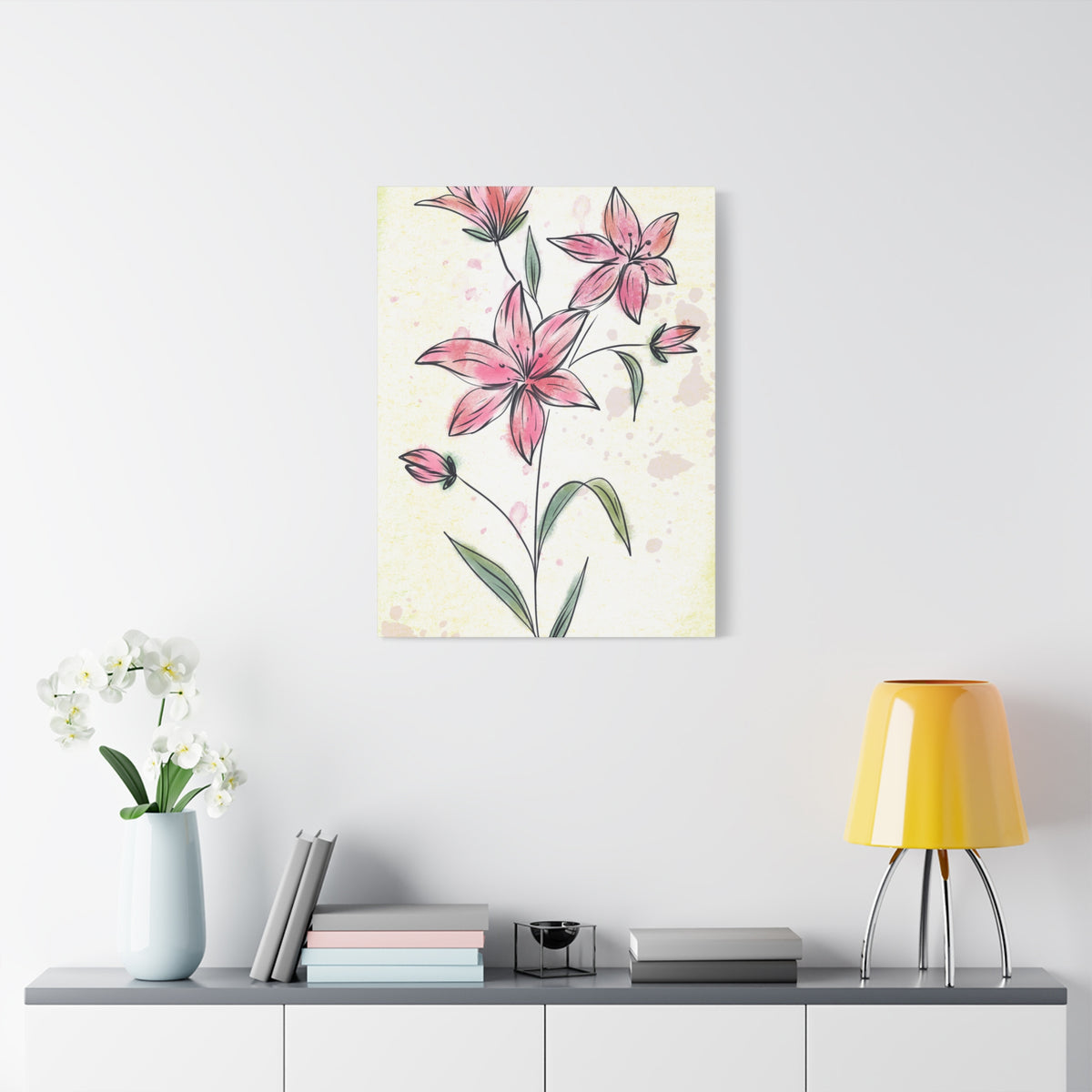 Matte Canvas, Stretched, 1.25" Tulips Pink Flowers