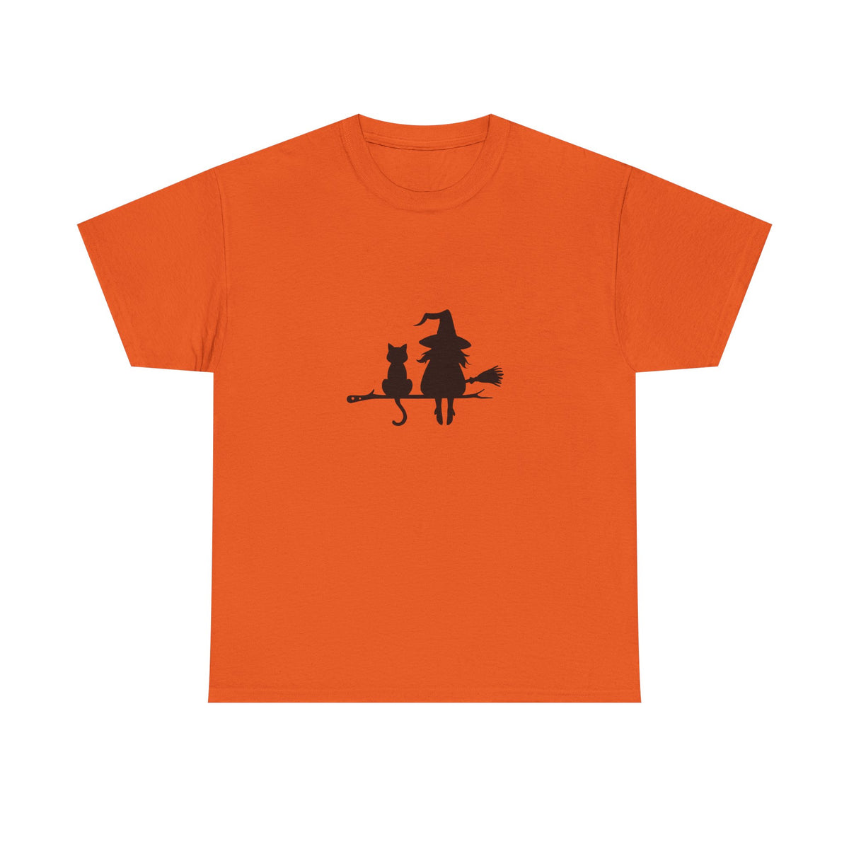 Witch and Cat Tee | Spooky Unisex Shirt for Halloween | Cute Witchwear for Cat Lovers | Fall Wardrobe Essential | Gift for Magical Friends