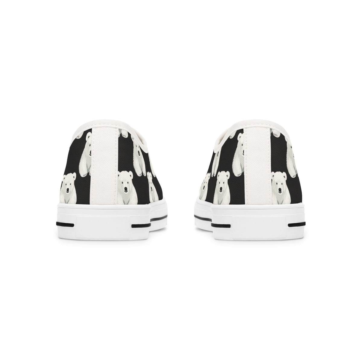 Polar Bear Pattern Low Top Sneakers — Cute Women's Canvas Shoes