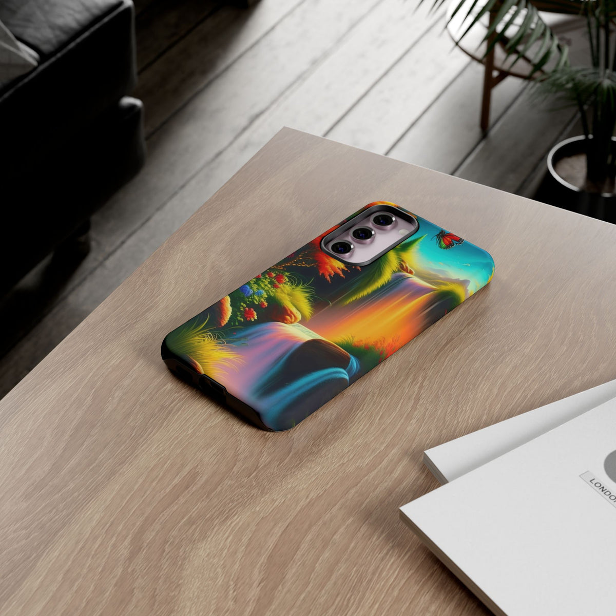 Phone Case - Vibrant Waterfall Landscape with Butterfly | Colorful Nature Protective Case