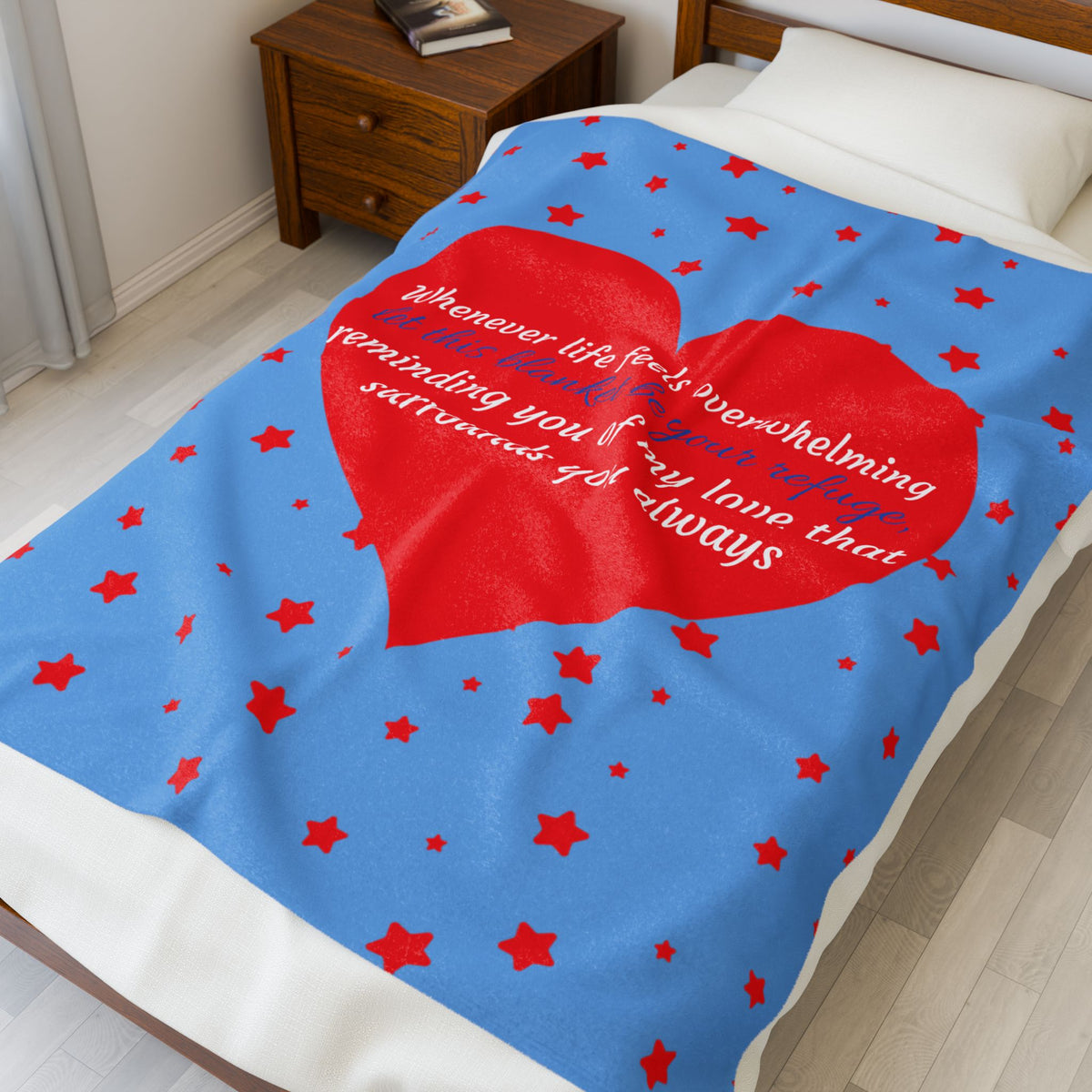 Heart Message Plush Blanket — 'Whenever life feels overwhelming…' Comfort Throw for Loved Ones