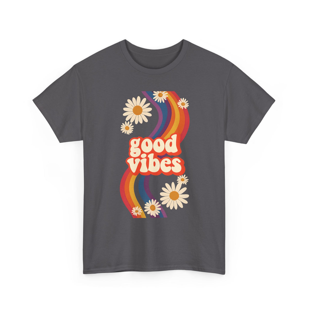Good Vibes Unisex Heavy Cotton Tee, Retro Graphic T-Shirt, Feel Good Apparel, Summer Outfit, Casual Gift for Friends