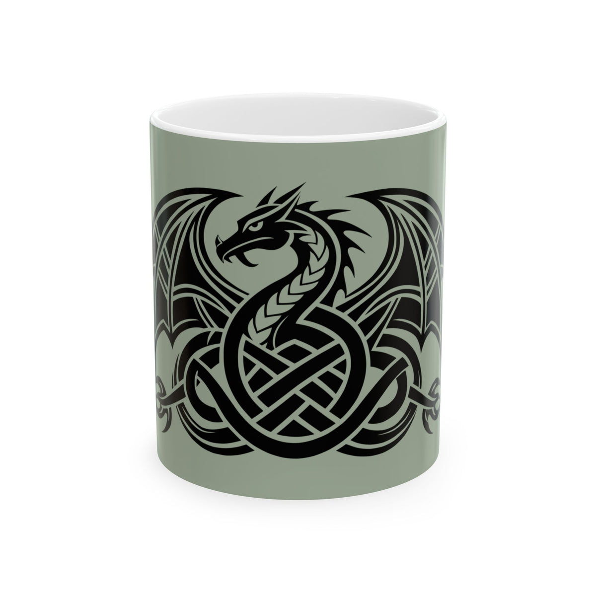 Celtic Dragon Ceramic Mug | 11oz & 15oz | Unique Gift for Dragon Lovers | Perfect for Coffee or Tea, Mythology Enthusiasts, Home Decor