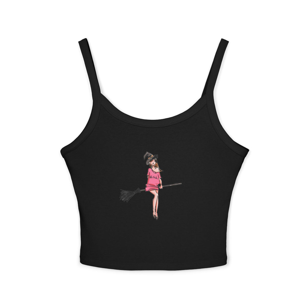 Witchy Spaghetti Strap Tank Top - Fun Summer Wear, Casual Party Top, Perfect for Halloween, Gifts for Friends, Everyday Fashion