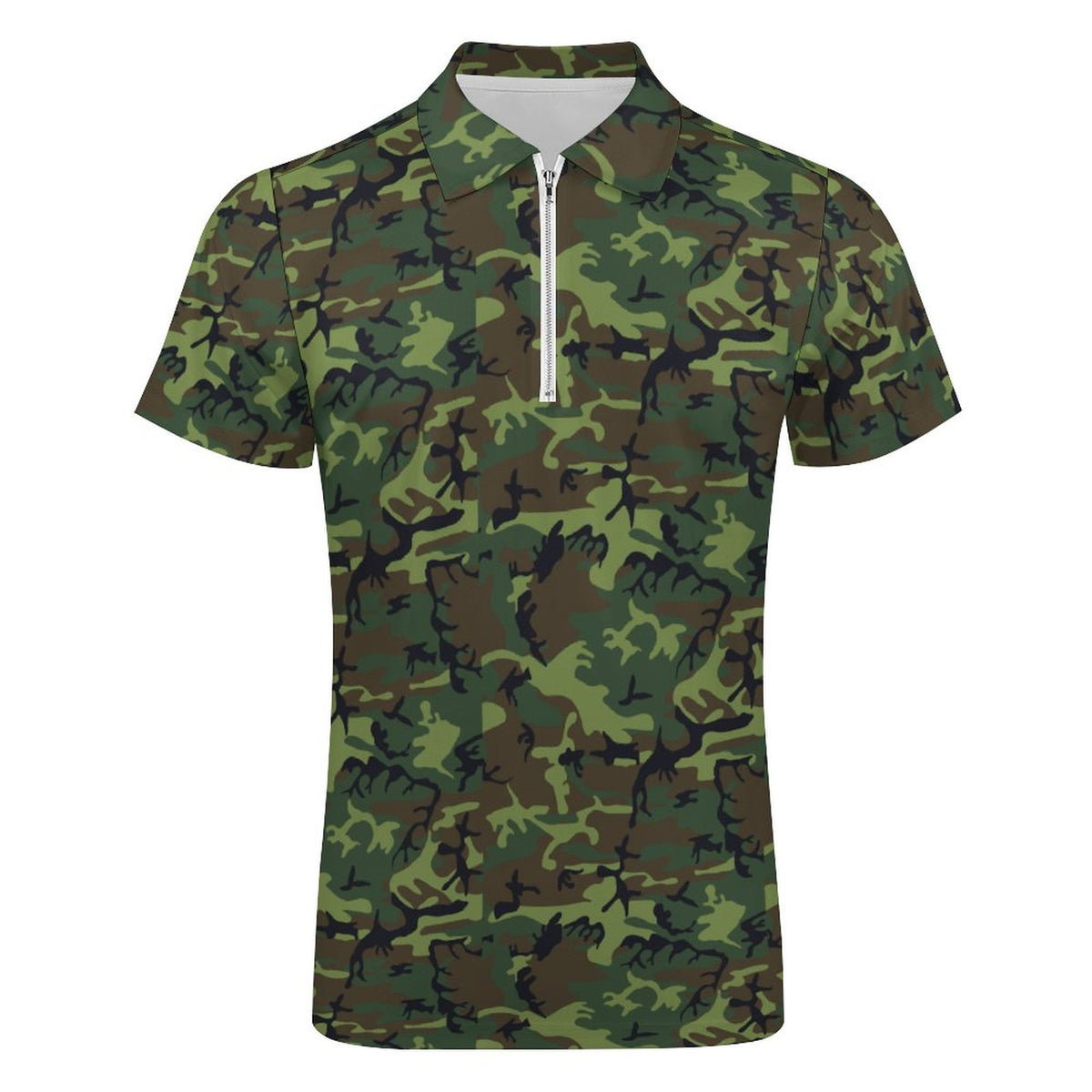 Cotton Zip Short Sleeve POLO Shirt for Men