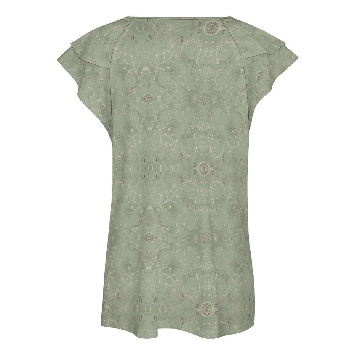 Cooling Polyester Ruffle V-Neck T-Shirt