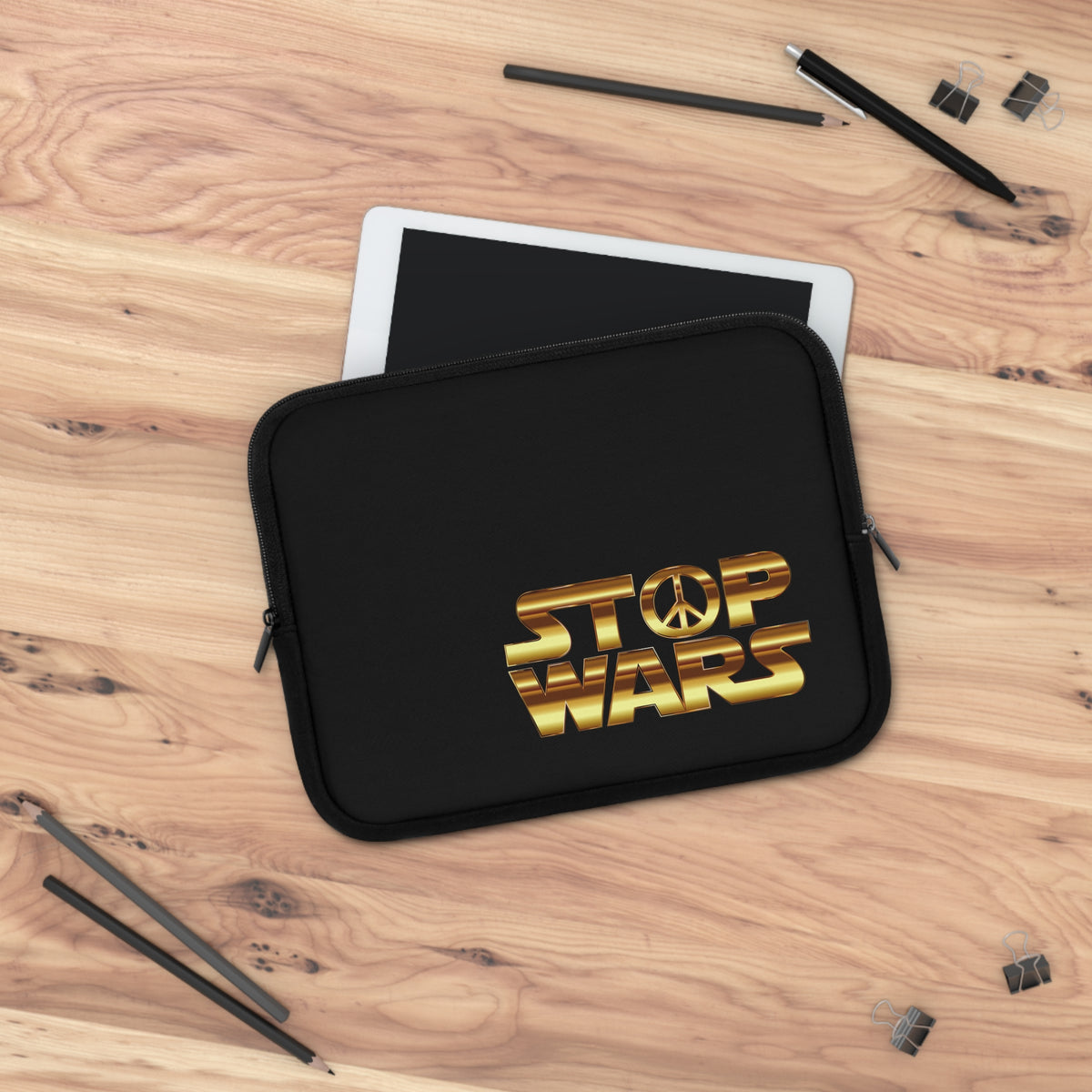 Stop Wars Laptop Sleeve - Stylish Tech Accessory for Peace Lovers, Gift for Students & Professionals, Perfect for Everyday Use, Black Sleeve