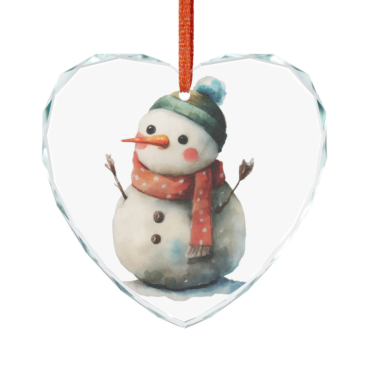 Crystal Heart Ornament — Cute Snowman Holiday Decoration