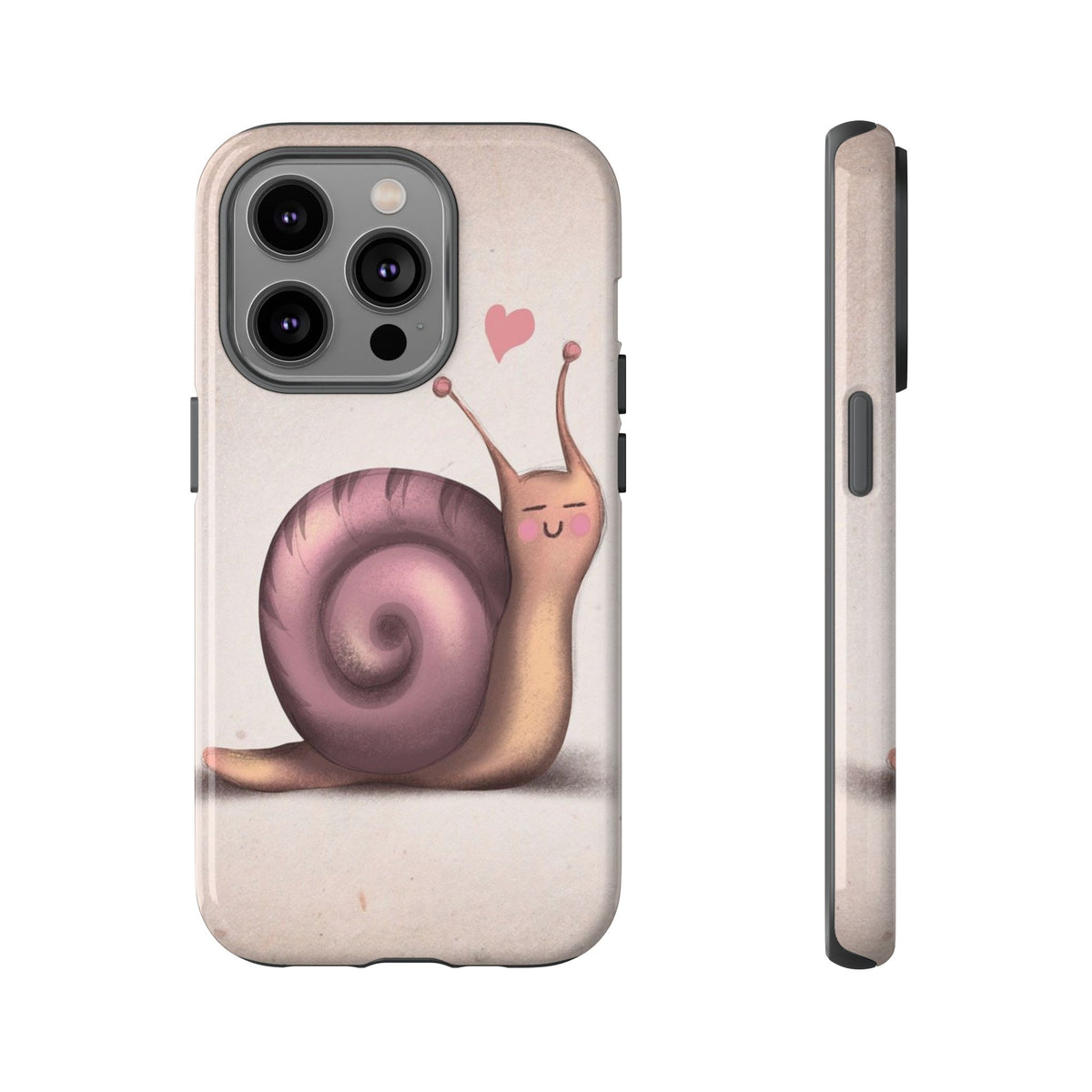Cute Snail Phone Case — Pink Heart Cartoon Protective iPhone Cover