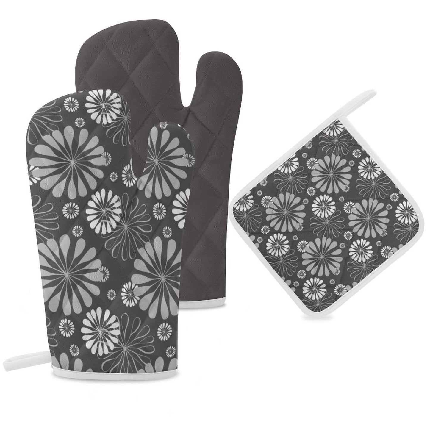 Oven Mitts & Pot Holder Set of 3 Gray