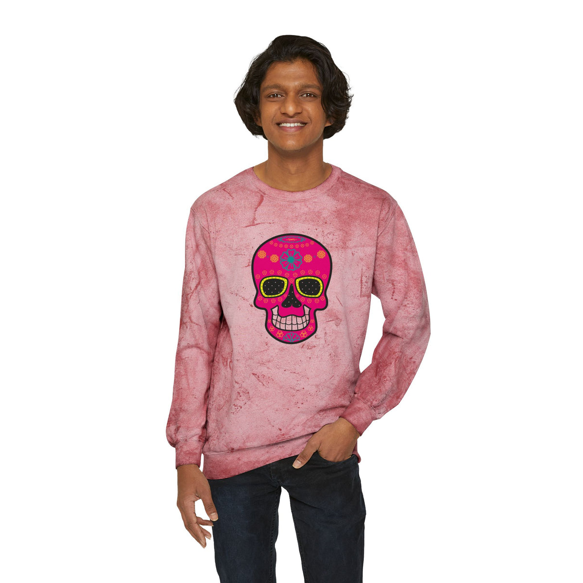 Vibrant Sugar Skull Sweatshirt, Festival Attire, Día de los Muertos