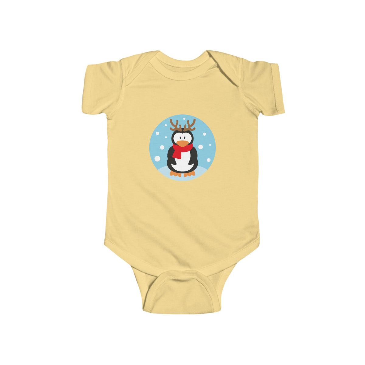 Infant Penguin Reindeer Bodysuit — Cute Holiday Baby Onesie