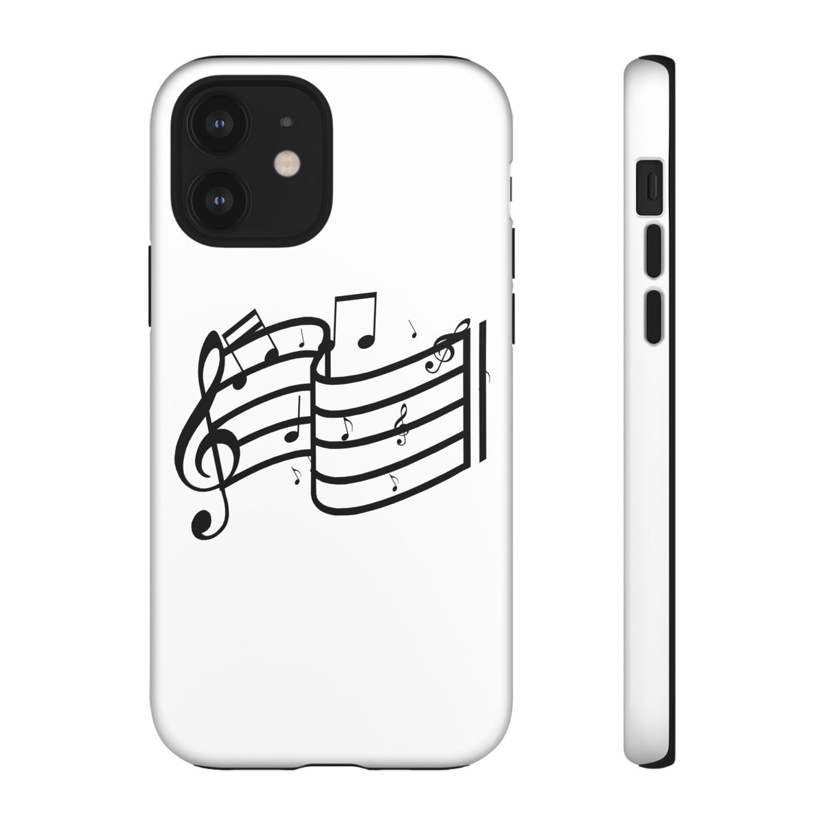Musical Notes Phone Case — Black Treble Clef Music Staff Tough Case