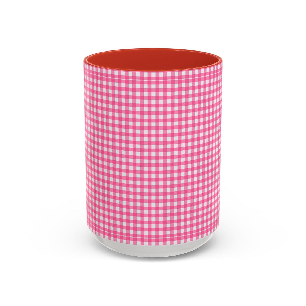 Pink Gingham Accent Coffee Mug, Cute Kitchen Decor, Gift for Coffee Lovers, Home Office Mug, Spring and Summer Vibes
