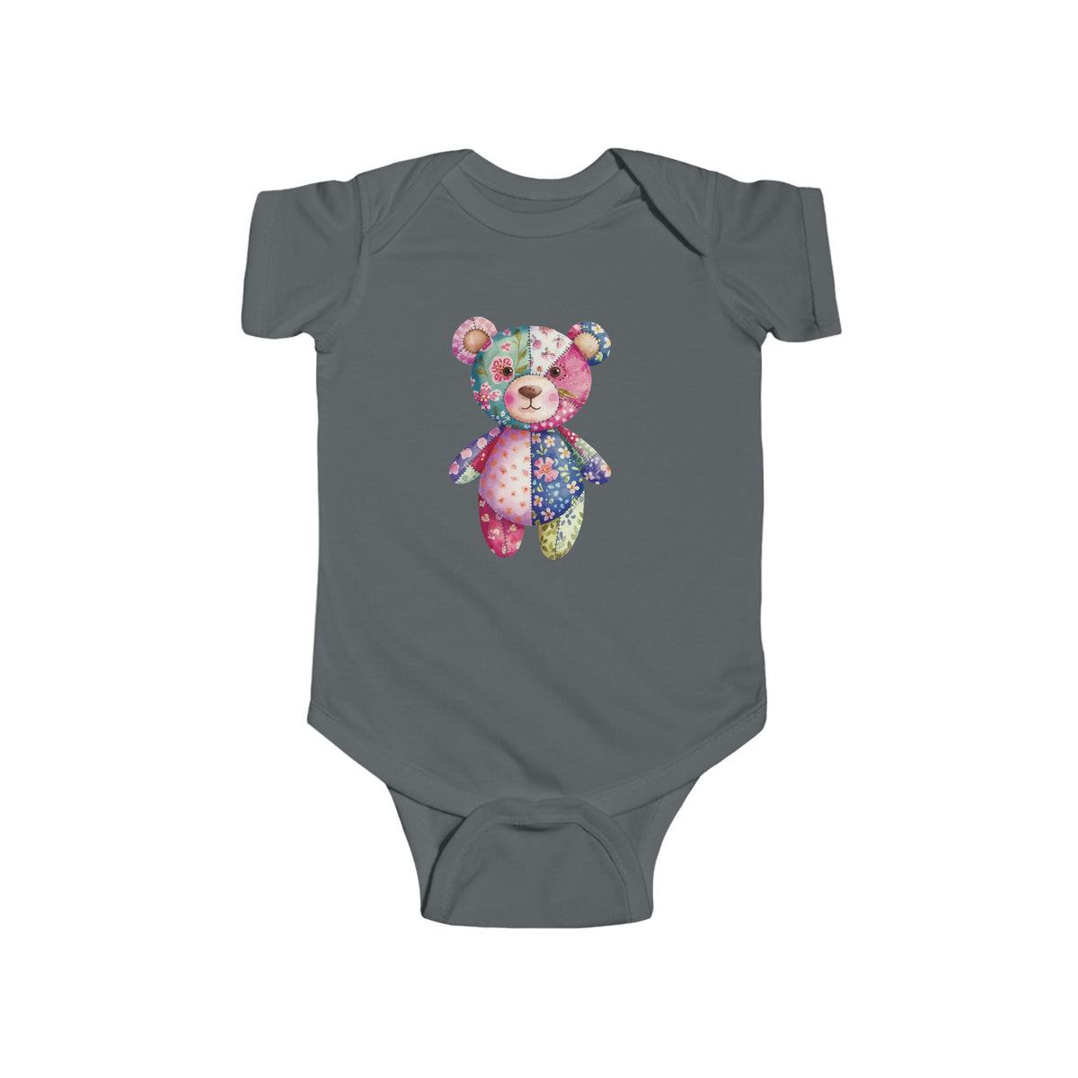 Colorful Floral Teddy Bear Baby Bodysuit, Infant Outfit, Cute Gift, Baby Shower, Nursery Wear, Adorable Newborn Clothing