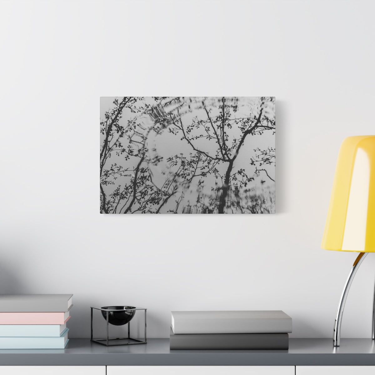 Canvas Wall Art — Monochrome Blurred Ferris Wheel with Tree Silhouettes