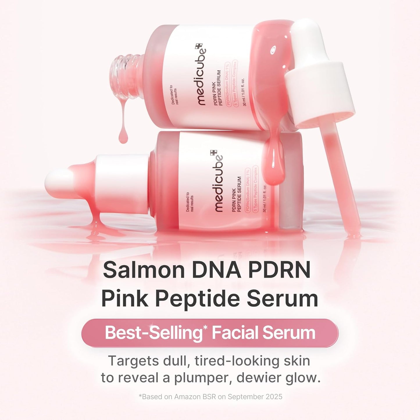 medicube PDRN Pink Peptide Serum with Rose PDRN | Vegan Pink Glow Serum with Peptides & Niacinamide