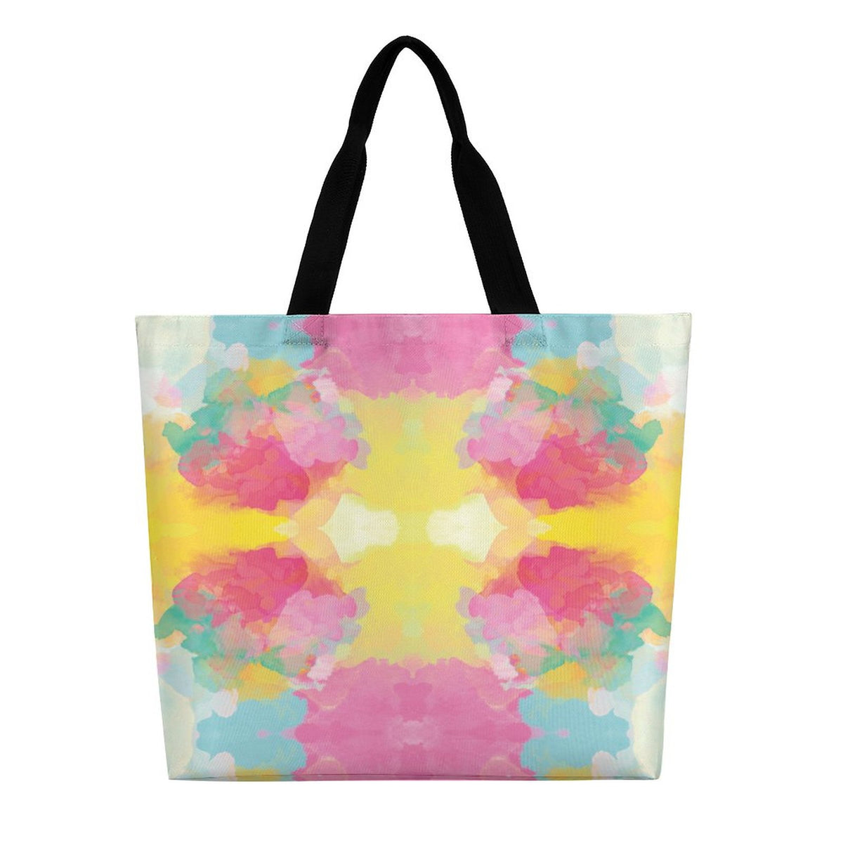 Large One Shoulder Shopping Bag Pink Yellow Blue Tie-Dye