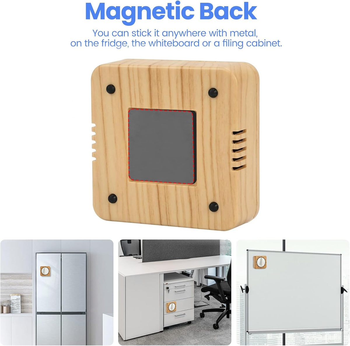 Bamboo Design (Plastic) Chef Cooking Timer Clock with Loud Alarm - 100% Mechanical Desk Timer - Magnetic Backing