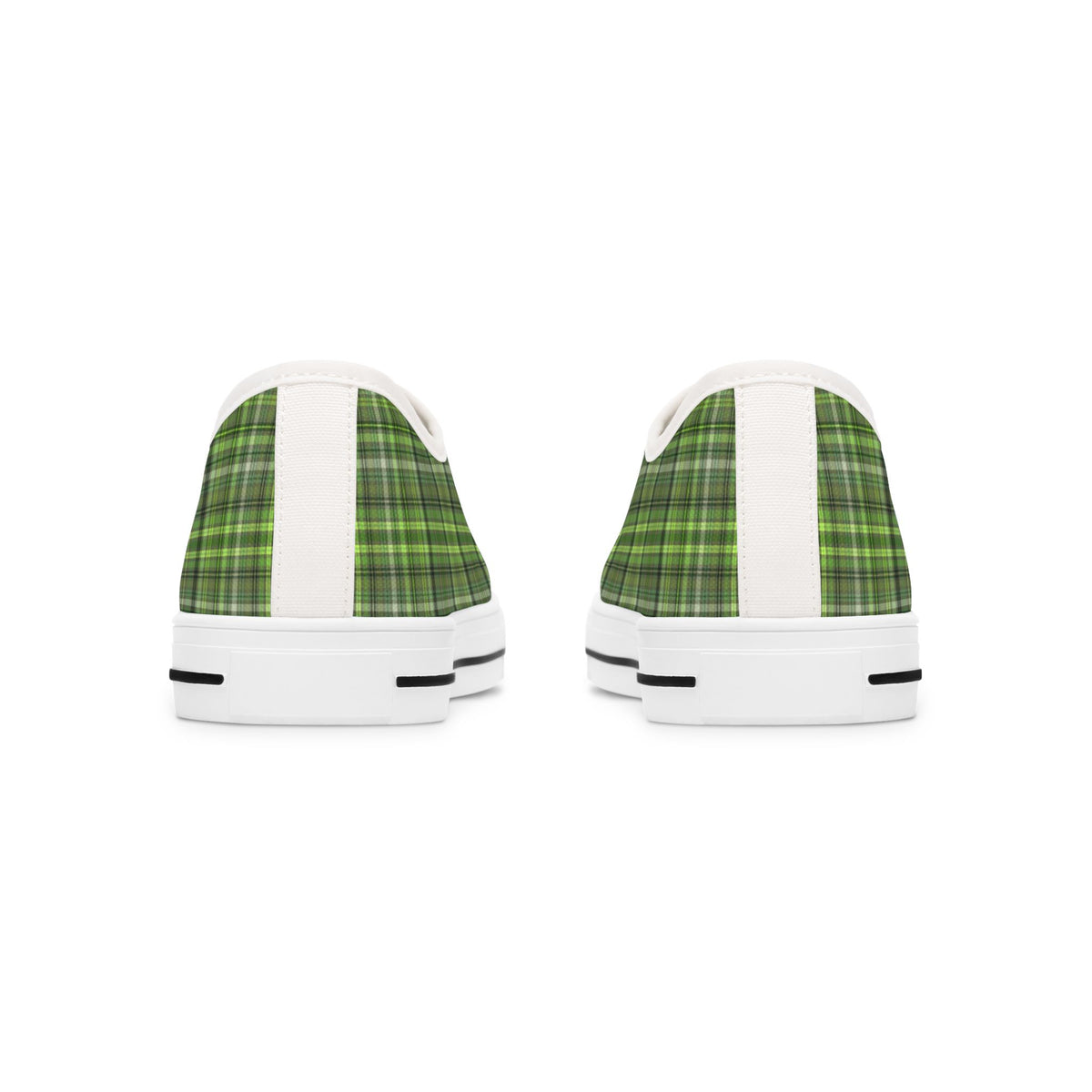 Green Plaid Low Top Sneakers — Casual Canvas Shoes