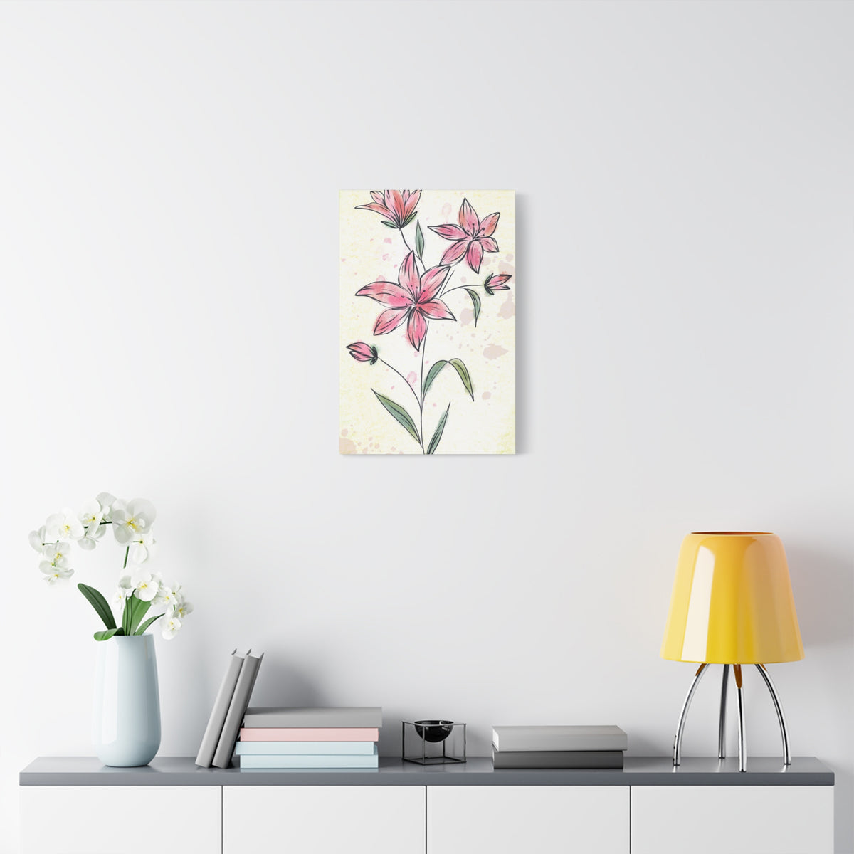 Matte Canvas, Stretched, 1.25" Tulips Pink Flowers