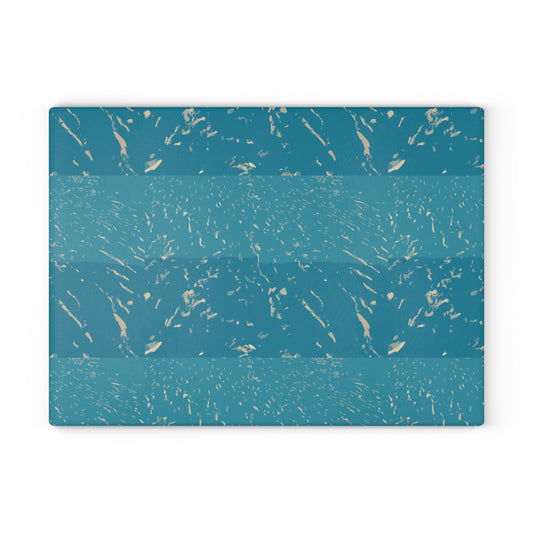 Teal Marble Stripes Glass Cutting Board — Decorative Kitchen Chopping Board