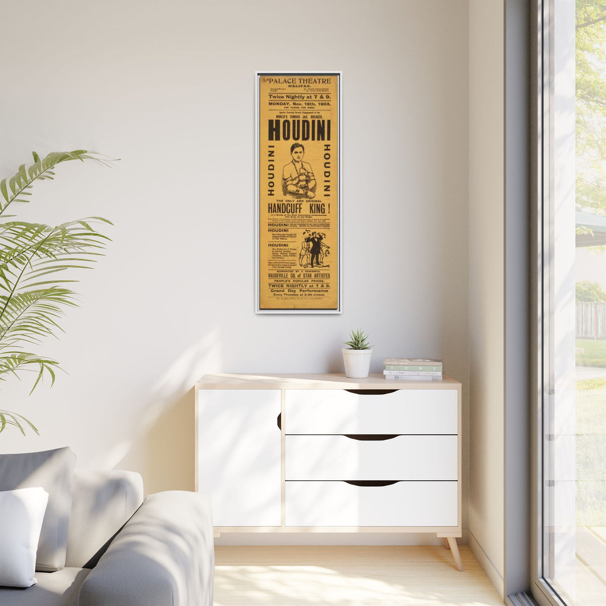 Houdini Vintage Poster Matte Canvas Print (Framed)