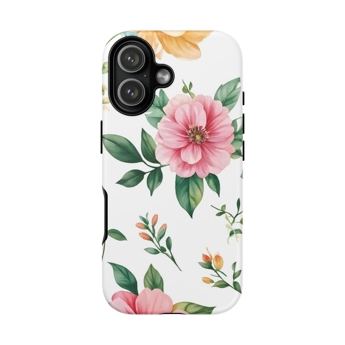 Floral Tough Phone Case — Pink Peony Protective Phone Cover
