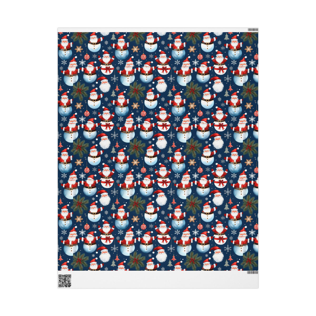 Christmas Snowman & Santa Wrapping Paper Roll — Festive Holiday Gift Wrap