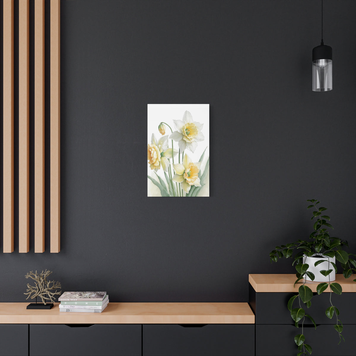 Matte Canvas, Stretched, 1.25" beautiful flowers white and yellow.