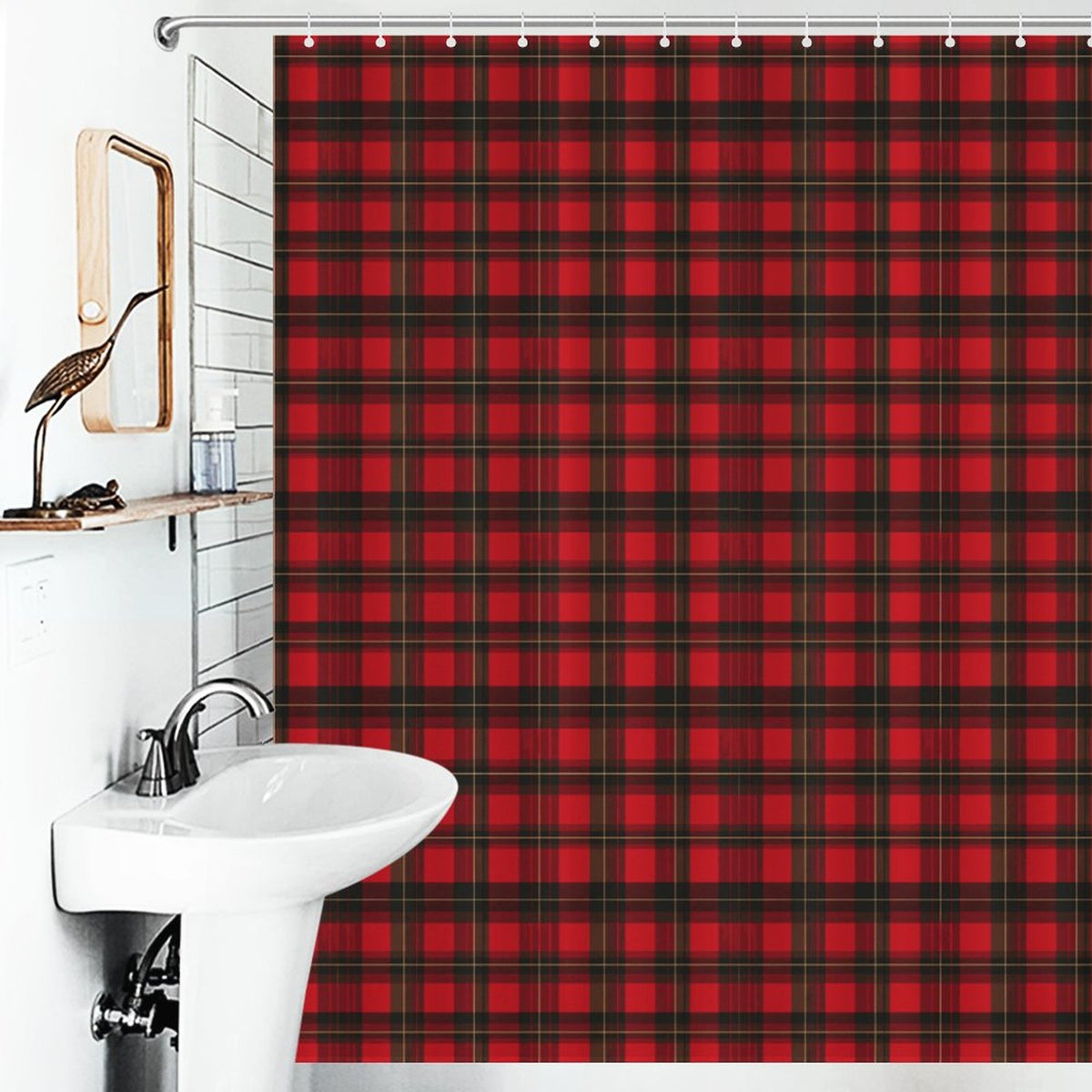 Red Plaid Shower Curtain