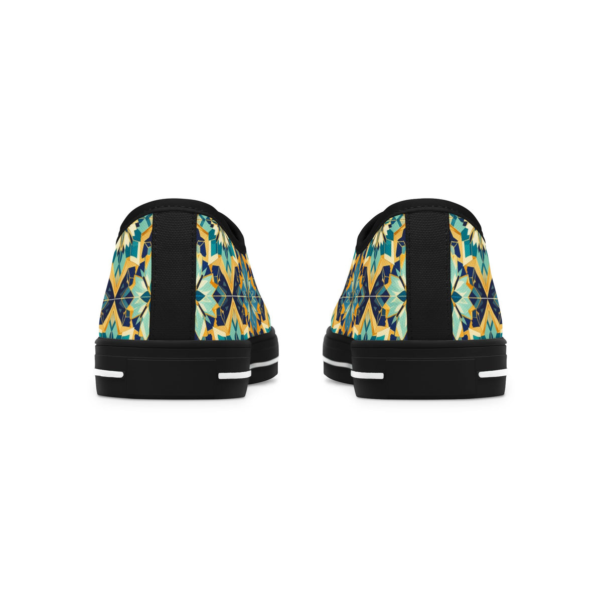 Low Top Sneakers — Boho Tile Floral Print Casual Canvas Shoes