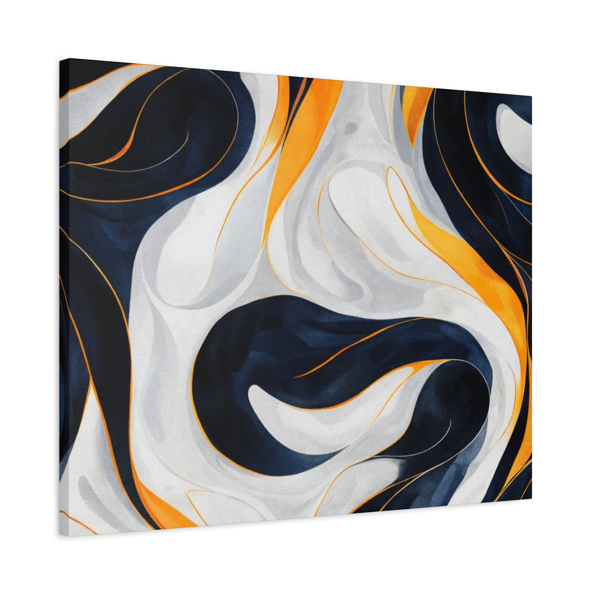 Abstract Navy & Gold Swirl Matte Canvas Wall Art