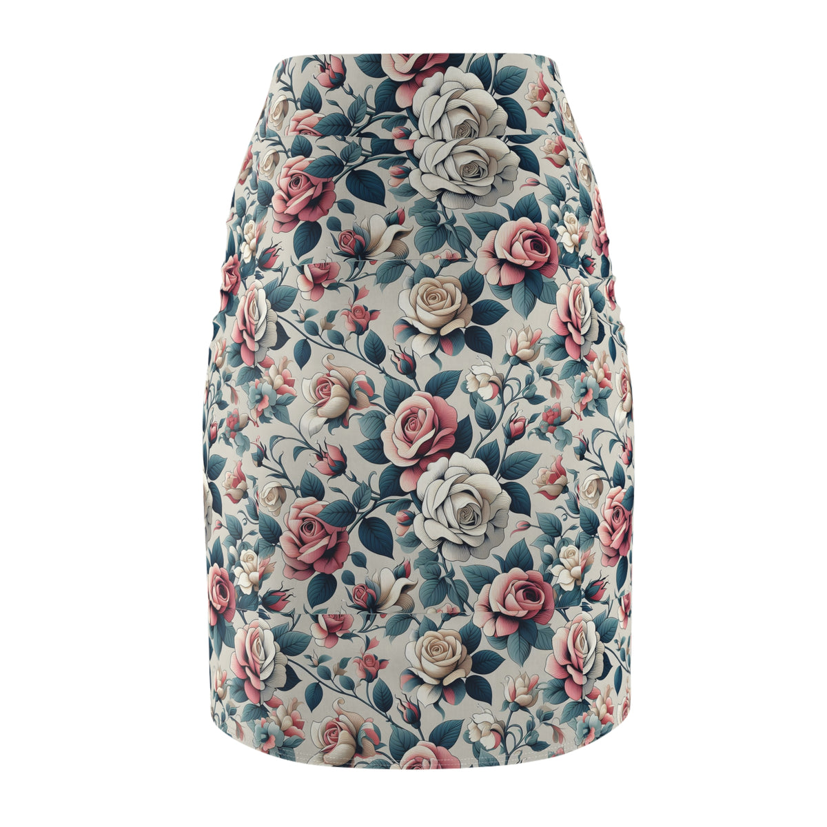Floral Vintage Rose Pencil Skirt — Pastel
