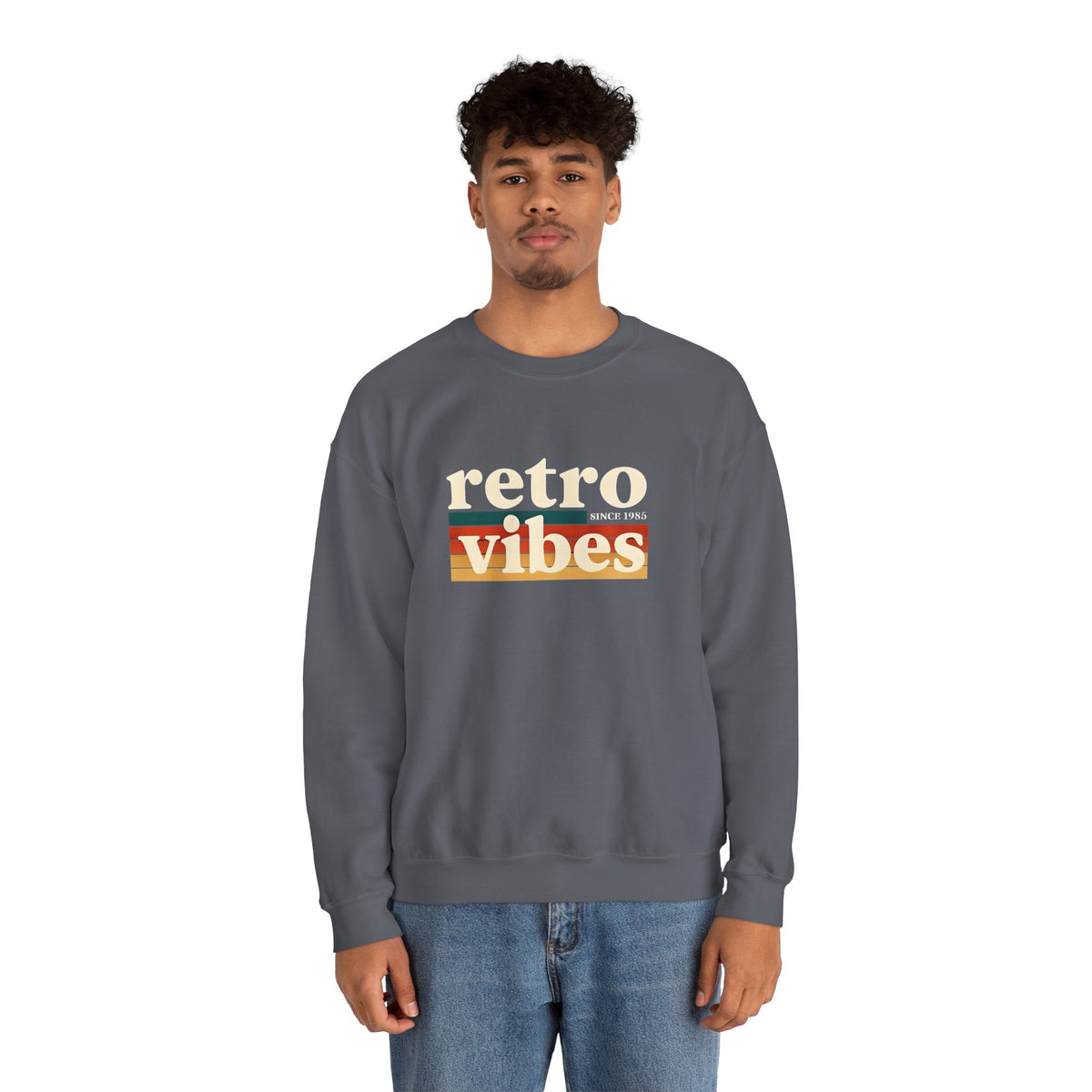 Retro Vibes Crewneck Sweatshirt, Unisex Vintage Style, Cozy Fall Fashion, Gift for Music Lovers, Chill Weekend Wear