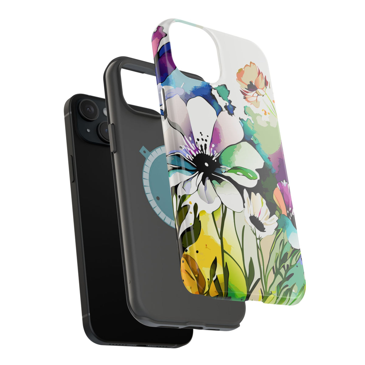 Floral Watercolor Magnetic Phone Case — Impact‑Resistant Protective Cover