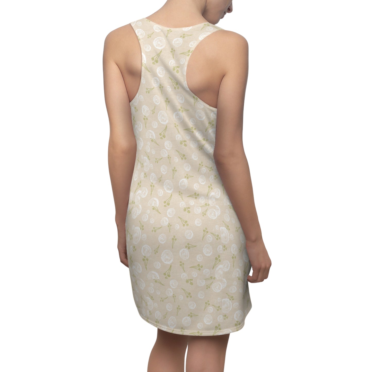 Floral Summer Racerback Dress, Casual Wear, Beach Day Outfit, Vacation Dress, Women’s Day Gift, Soft and Breezy Dress