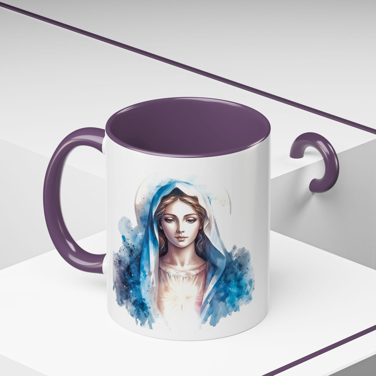 Serene Virgin Mary Coffee Mug - Spiritual Inspiration, Gift for Faith Lovers, Home Decor, Mother's Day, Religious Art
